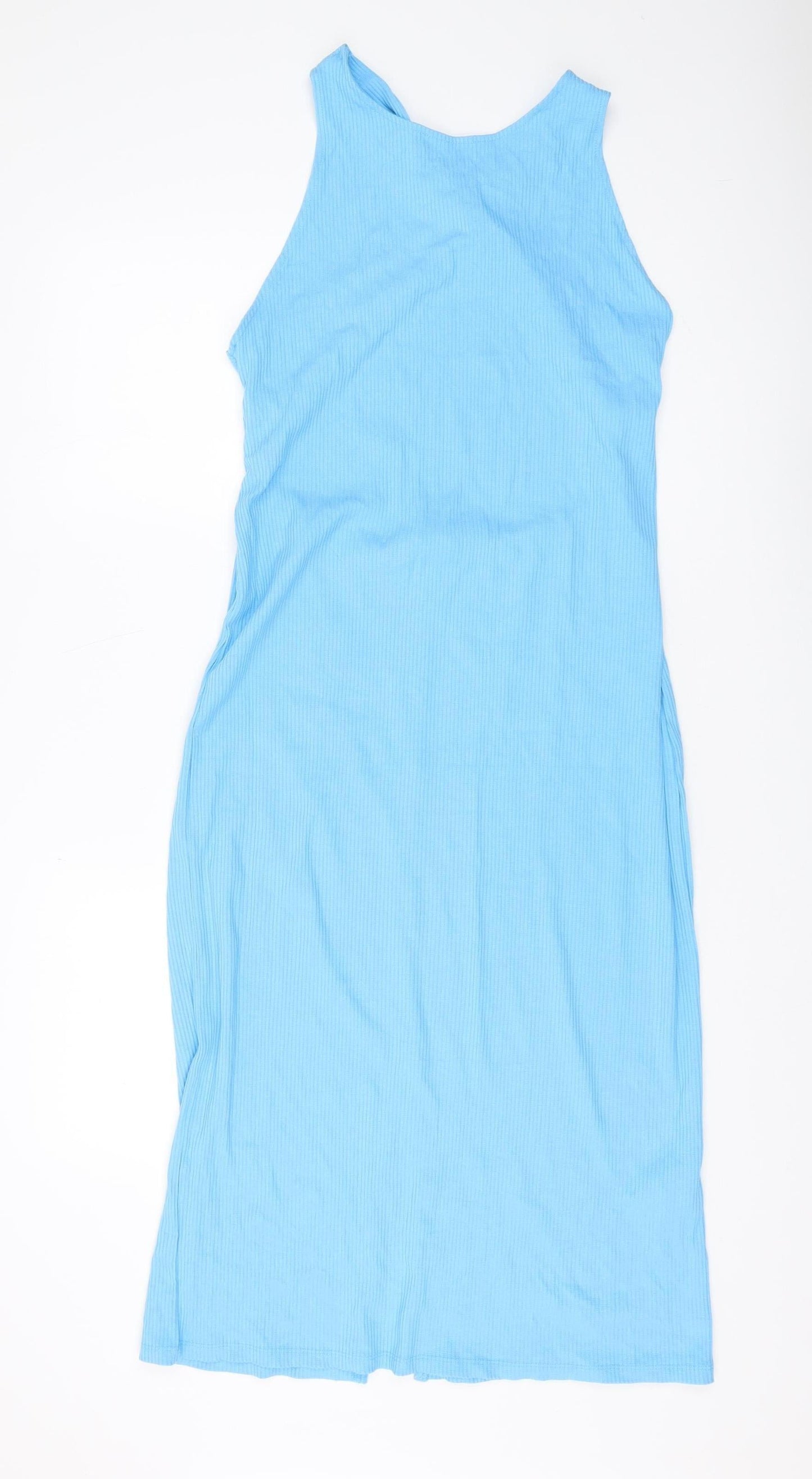 H&M Women's Blue Midi Slip Dress, Size L, Casual