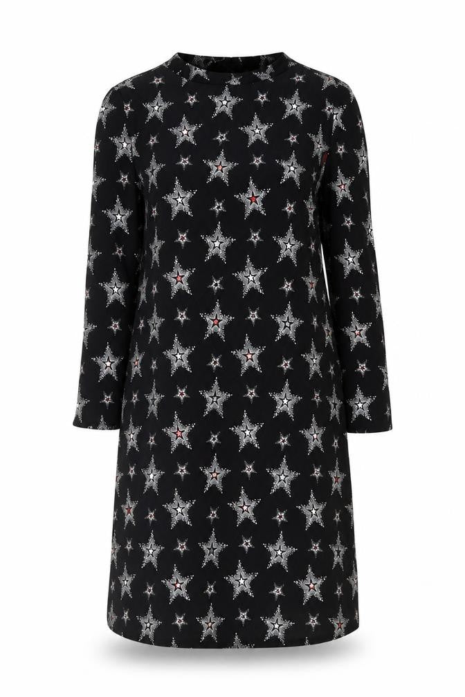 Next Women's Black Star Dress, Size 10, Long Sleeve