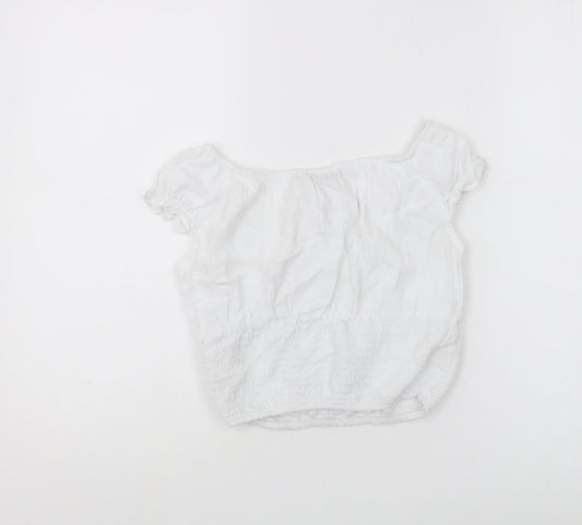 Pull&Bear Women's White Peasant Blouse Size S