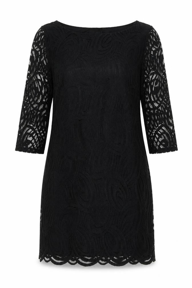 Wallis Women's Black Lace Sheath Dress 3/4 Sleeve