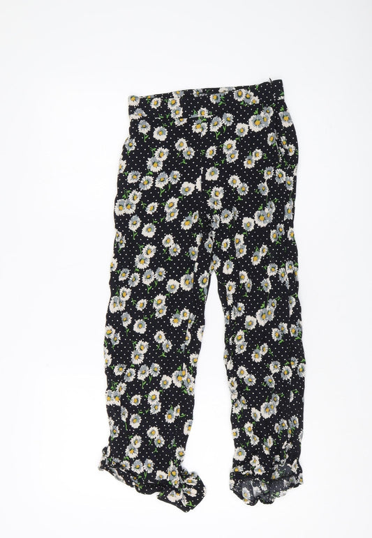 Zara Women's Black Floral Polka Dot Trousers XS