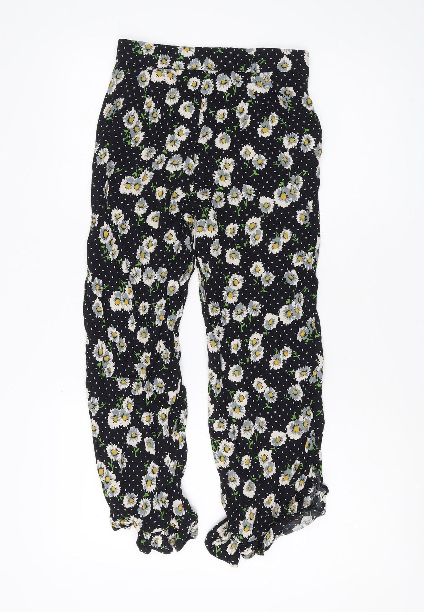 Zara Women's Black Floral Polka Dot Trousers XS