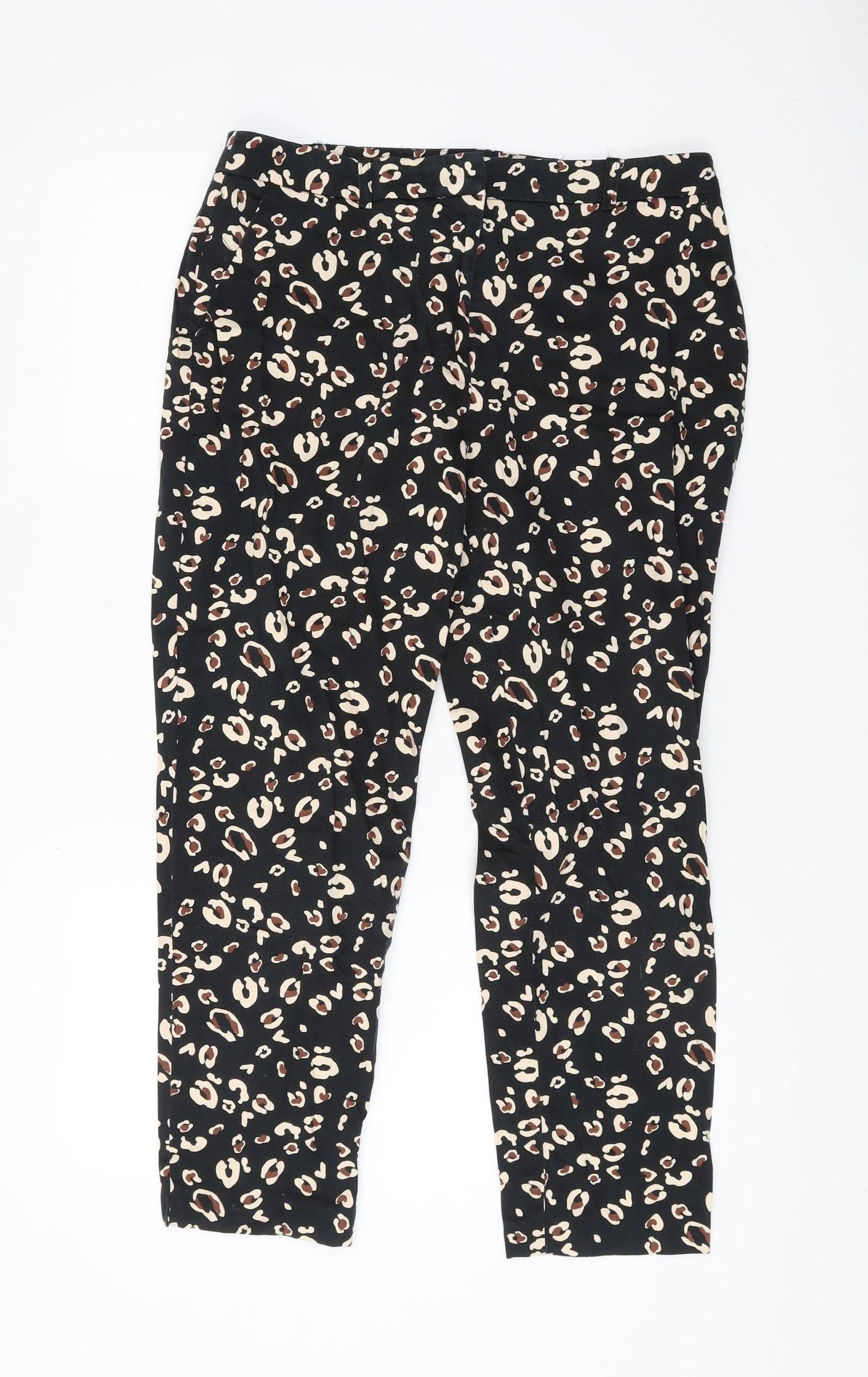 Dorothy Perkins Women's Black Animal Print Trousers, Size 12