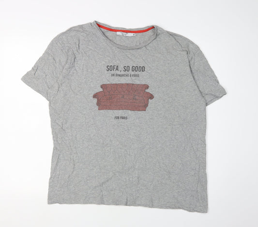 FDB-Paris Men's Grey XL Graphic T-Shirt
