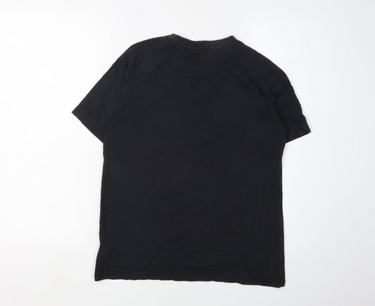 Adidas Boys Black Graphic T-Shirt 12-13 Years Regular Fit