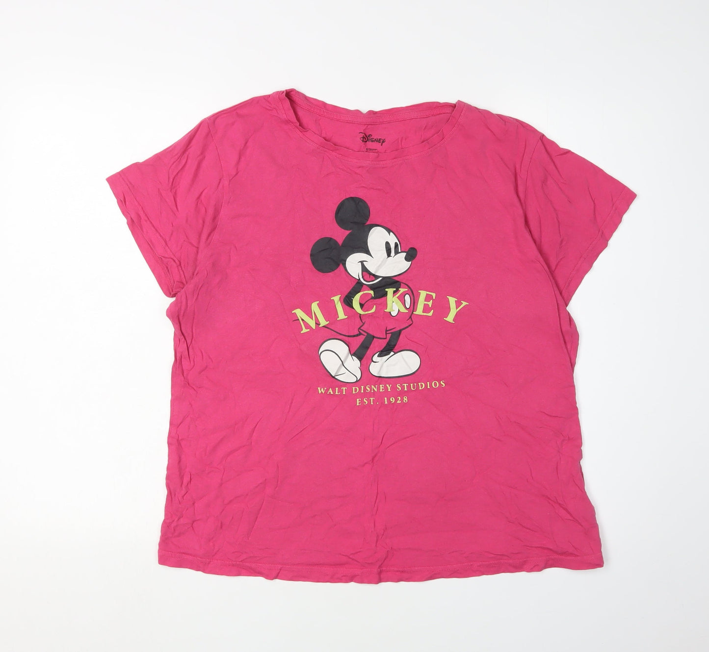 Disney Women Pink Mickey Mouse T-Shirt M Casual