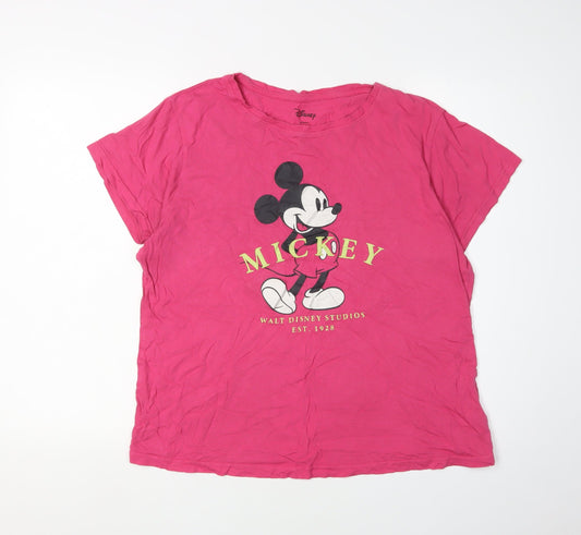Disney Women Pink Mickey Mouse T-Shirt M Casual