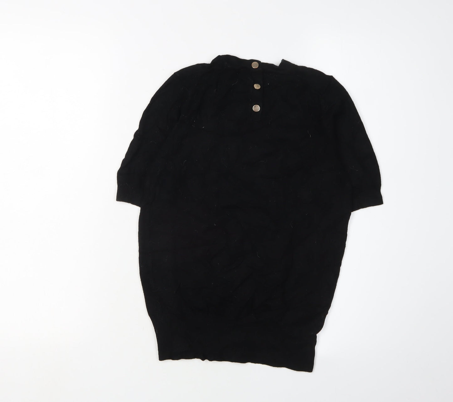 Zara Women's Black Mock Neck Short Sleeve Jumper S