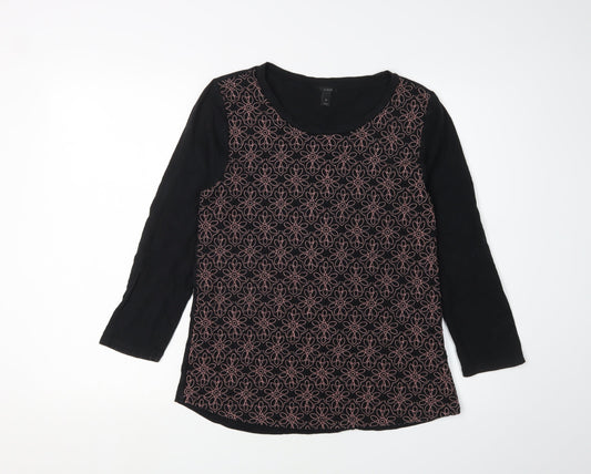 J.Crew Women's Black Floral Embroidered Blouse M