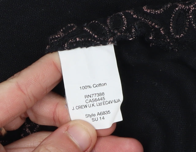 J.Crew Women's Black Floral Embroidered Blouse M