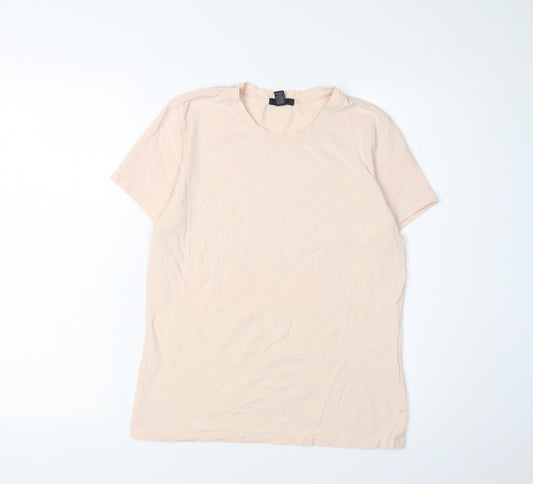 GAP Women's Beige Basic T-Shirt - Large, Short Sleeve
