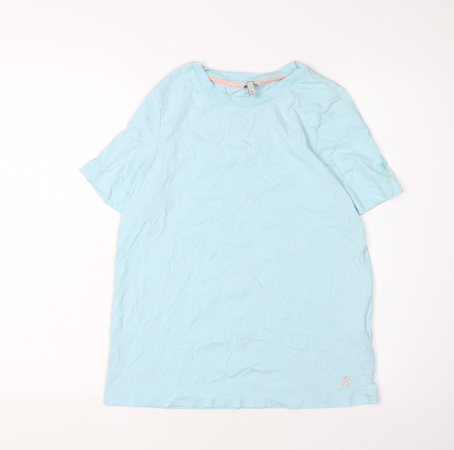 Joules Women's Blue Crew Neck T-Shirt, Size 6, Casual Style