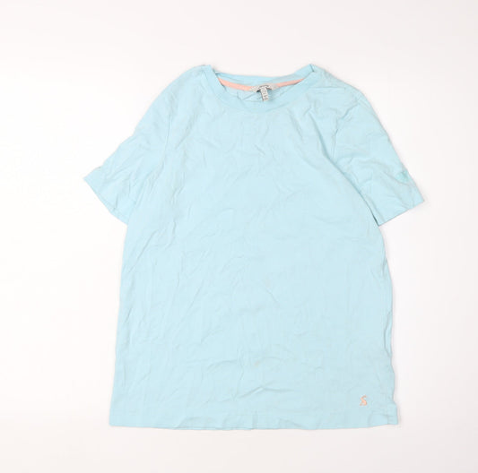 Joules Women's Blue Crew Neck T-Shirt, Size 6, Casual Style