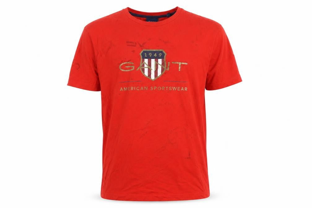Front view of GANT Men's Red T-Shirt, Large, Cotton, Short Sleeve