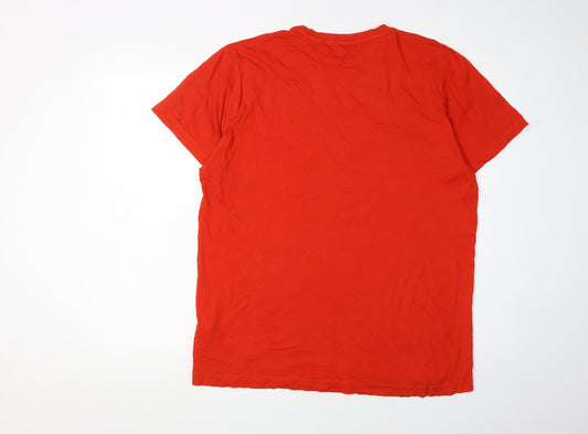 GANT Men's Red T-Shirt, Large, Cotton, Short Sleeve