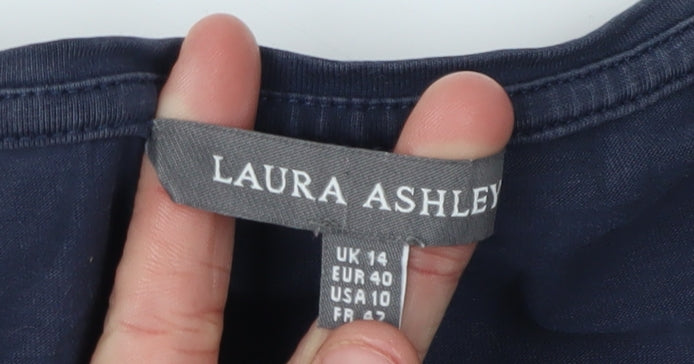 Laura Ashley Women's Blue Square Neck T-Shirt