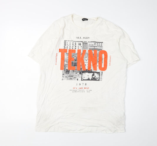 Diesel Men's White Retro Music Graphic T-Shirt L