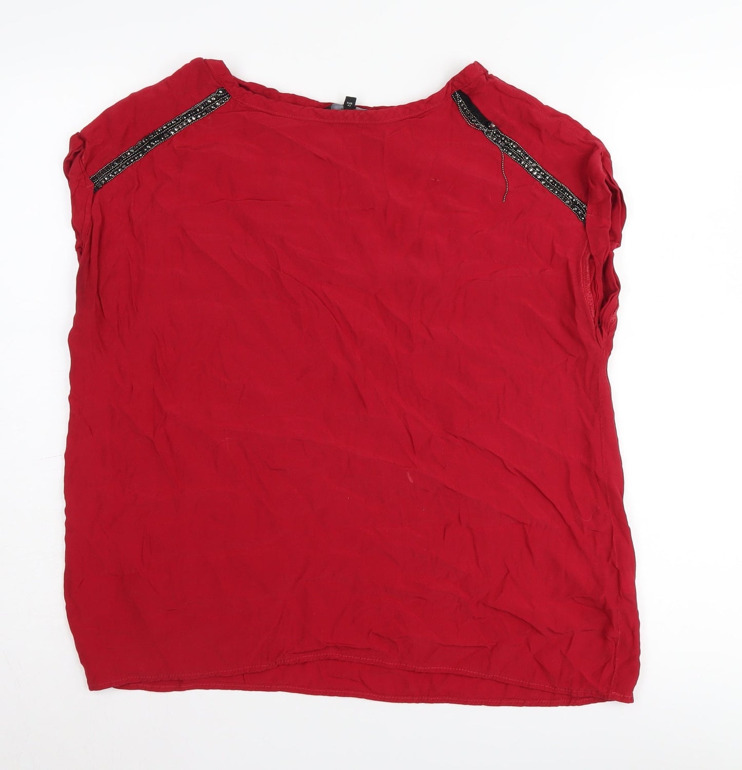 Next Women's Red Beaded Sleeveless Blouse Size 14