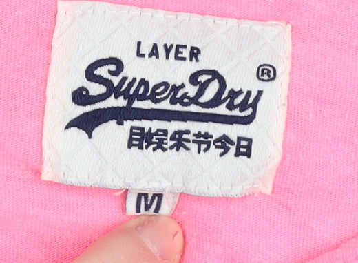 SuperDry Women's Pink Striped Jersey T-Shirt, M