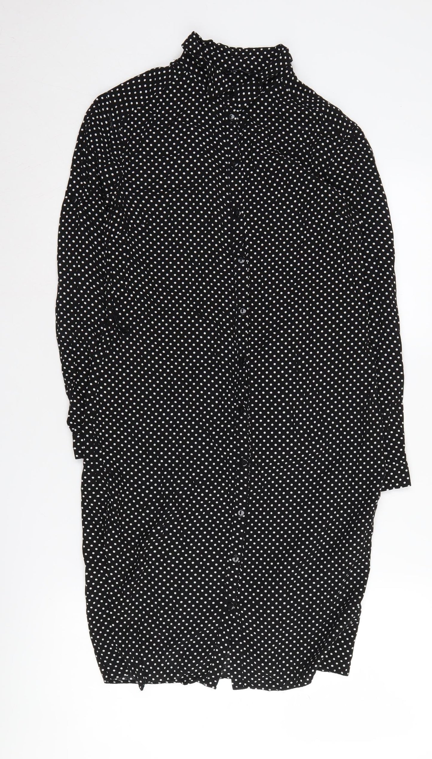 T.M. Lewin Women's Black Polka Dot Shirt Dress Size 8