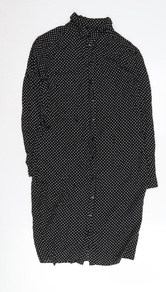T.M. Lewin Women's Black Polka Dot Shirt Dress Size 8