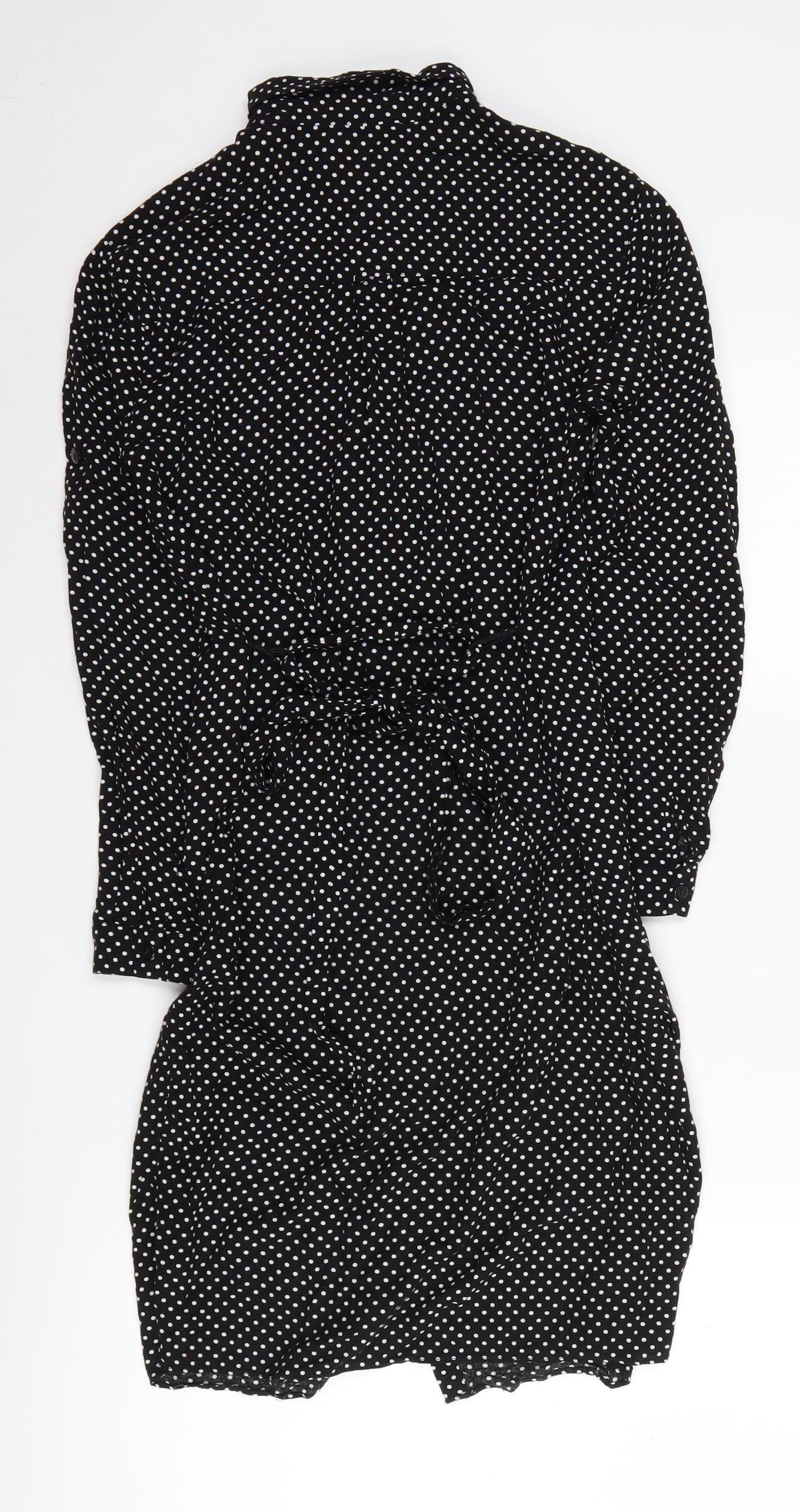 T.M. Lewin Women's Black Polka Dot Shirt Dress Size 8