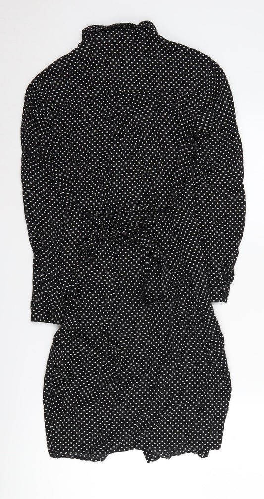 T.M. Lewin Women's Black Polka Dot Shirt Dress Size 8