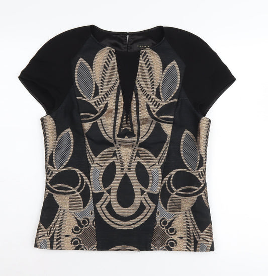 Ted Baker Women's Geometric Black Top L