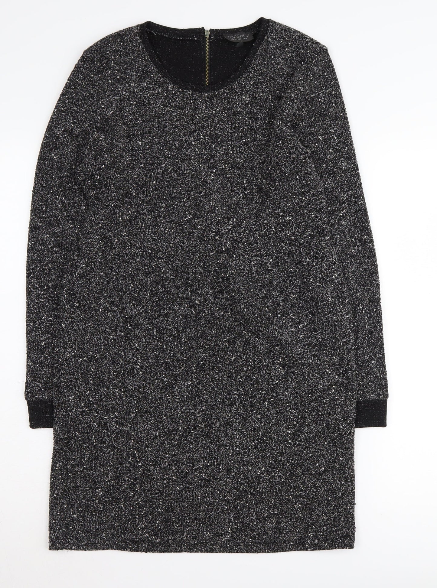 Topshop Women Black Dress UK 12 Long Sleeve Elegant