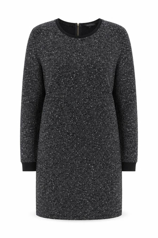 Topshop Women Black Dress UK 12 Long Sleeve Elegant