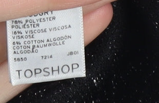 Topshop Women Black Dress UK 12 Long Sleeve Elegant