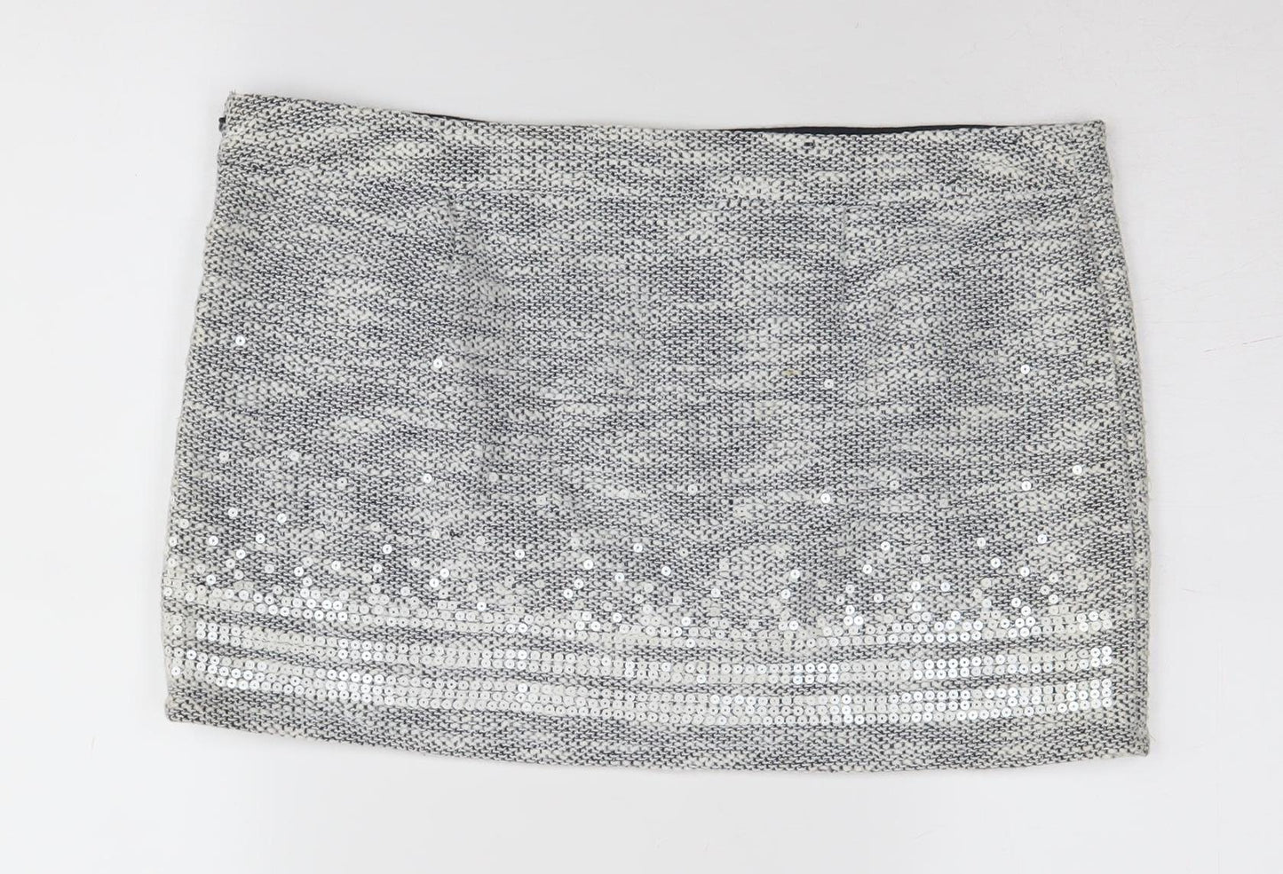 Abercrombie & Fitch Women's Silver Sequin Mini Skirt Size 10