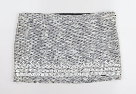 Abercrombie & Fitch Women's Silver Sequin Mini Skirt Size 10