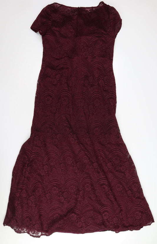 La Femme Women's Red Lace Sheath Dress Size 12