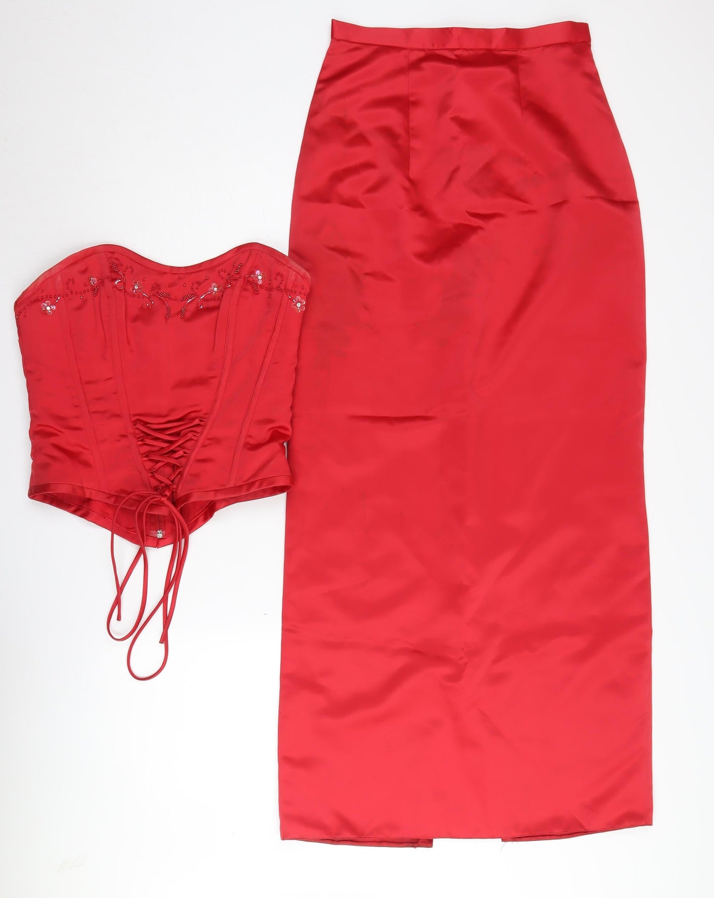 Hilary Morgan Women's Red Midi Skirt Set, Size 12