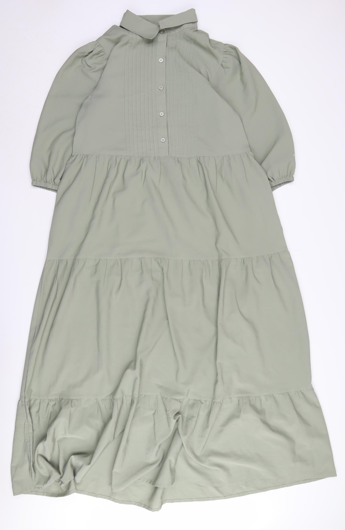 ASOS DESIGN Women's Green Collared Midi Shirt Dress