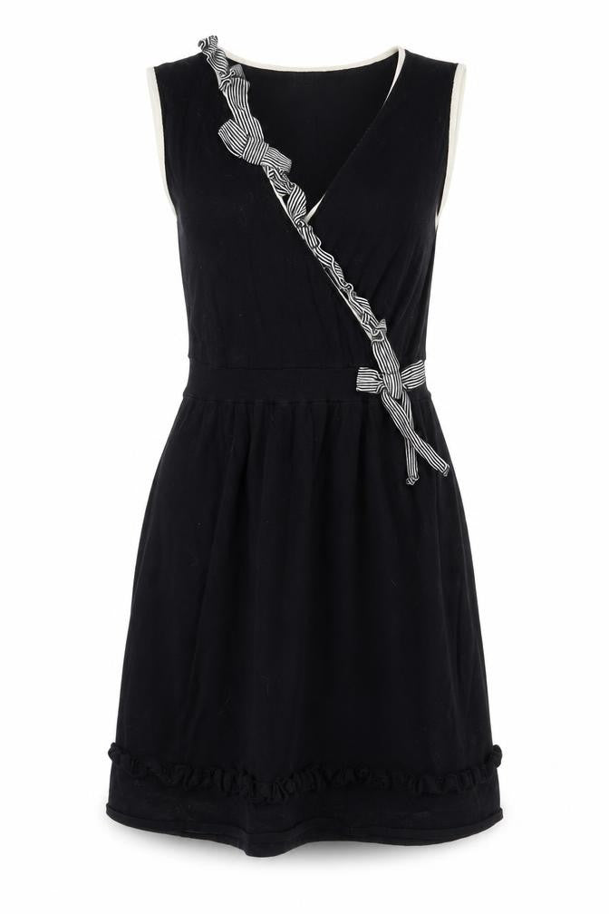 Lowie Women's Black A-Line Cotton Dress S