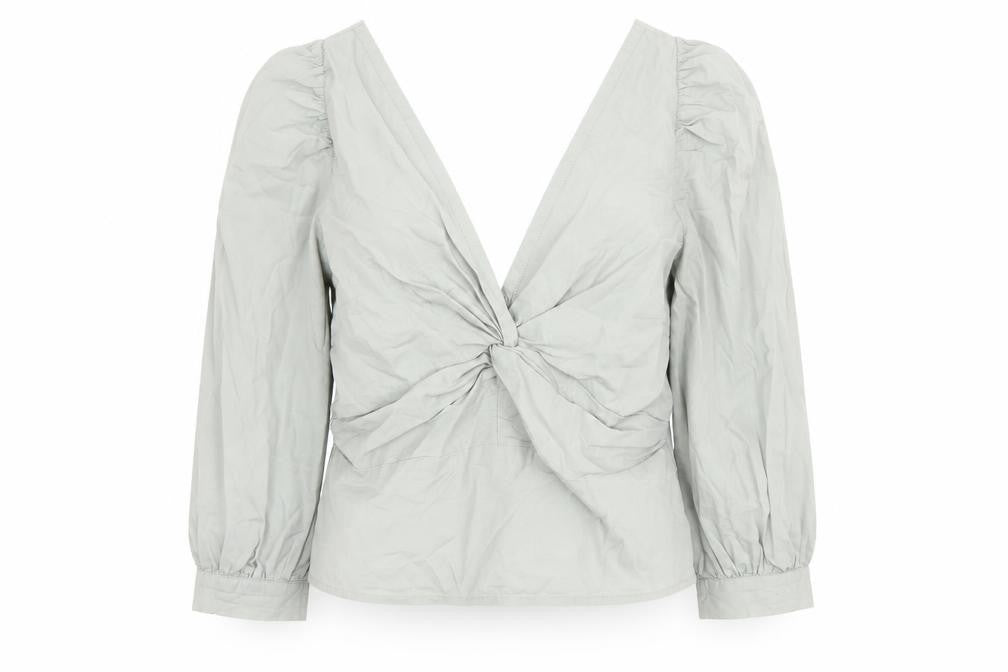Womens UK Size S Abercrombie & Fitch Grey Cotton Blend Blouse