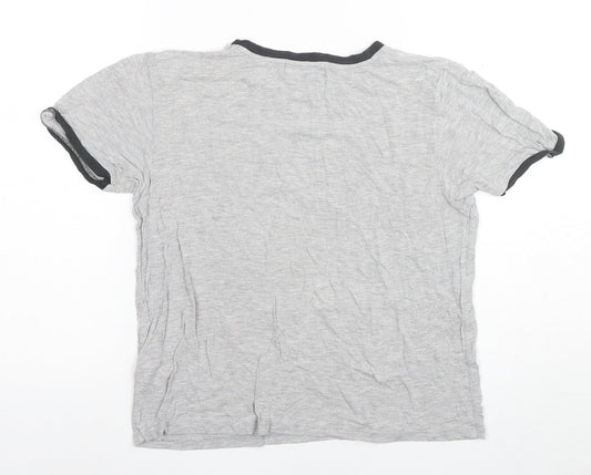 Pull & Bear Women's Grey Ringer T-Shirt, Size S