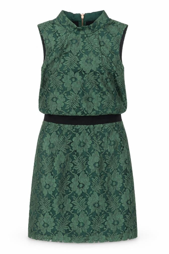 Topshop Women's Green Lace Shift Dress Size 6