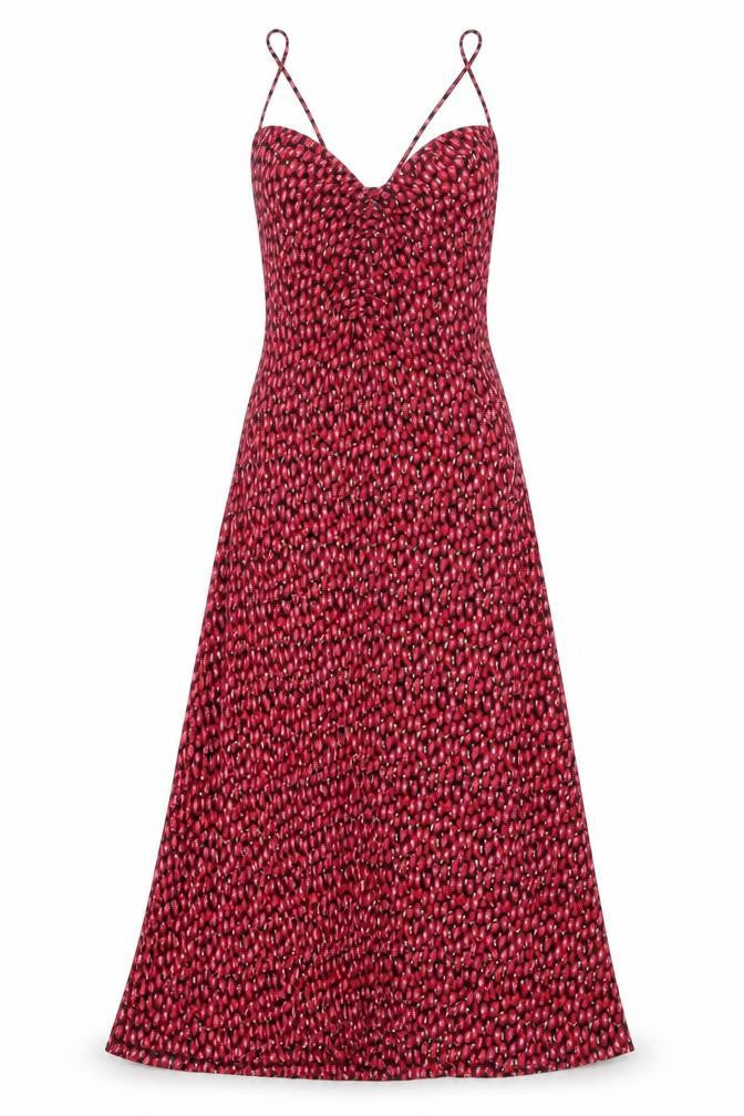 MNG Women's Red Floral Slip Dress Size 8 V-Neck Casual