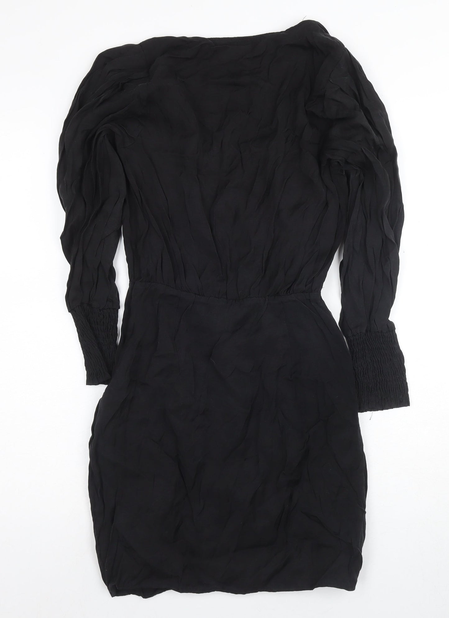 ZARA Black Bodycon Dress Women Size 8 Party V-Neck