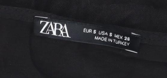 ZARA Black Bodycon Dress Women Size 8 Party V-Neck