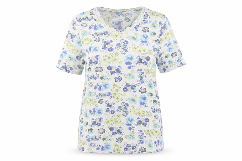 Womens UK Size 10 Eastex Multicoloured Cotton Blend T-Shirt