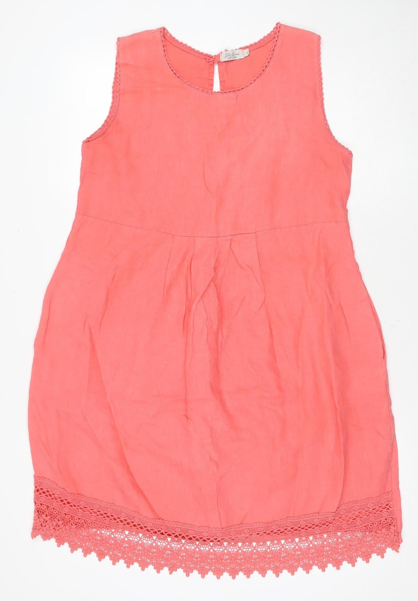 Made in Italy Women's Pink Linen Shift Dress, Size S