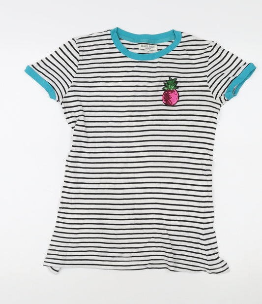 Brave Soul Women's XS Striped Ringer T-Shirt Multicoloured