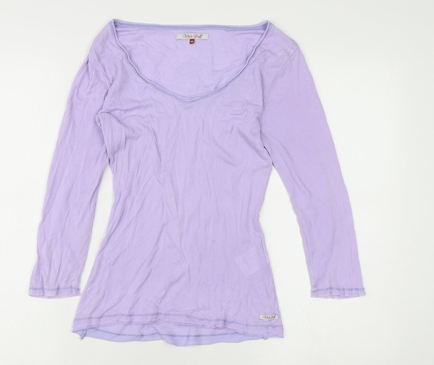 White Stuff Women's Purple V-Neck T-Shirt, Size 10