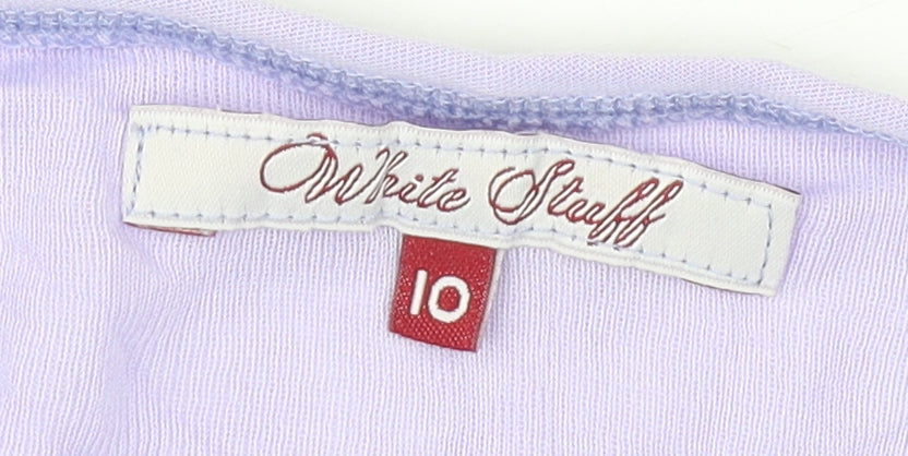 White Stuff Women's Purple V-Neck T-Shirt, Size 10