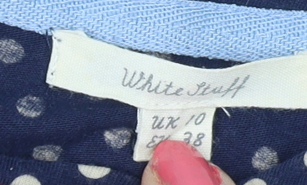 White Stuff Women's Blue Polka Dot Shift Dress Size 10