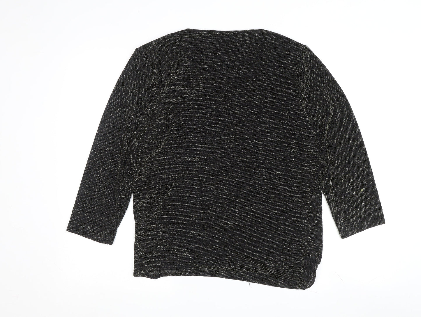 Apricot Women's Black 3/4 Sleeve Wrap Tunic Top